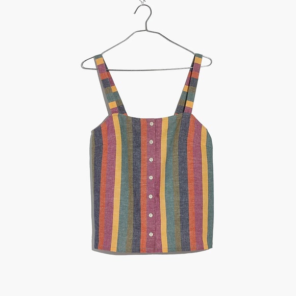 Madewell Large Rainbow Stripe Button-Front Tank Top - Picture 5 of 7